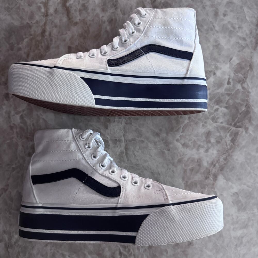 VANS Sk8-Hi Tapered Sport Stripes
Platform Navy White Size 8.5 women | 7.0 men - Picture 15 of 16